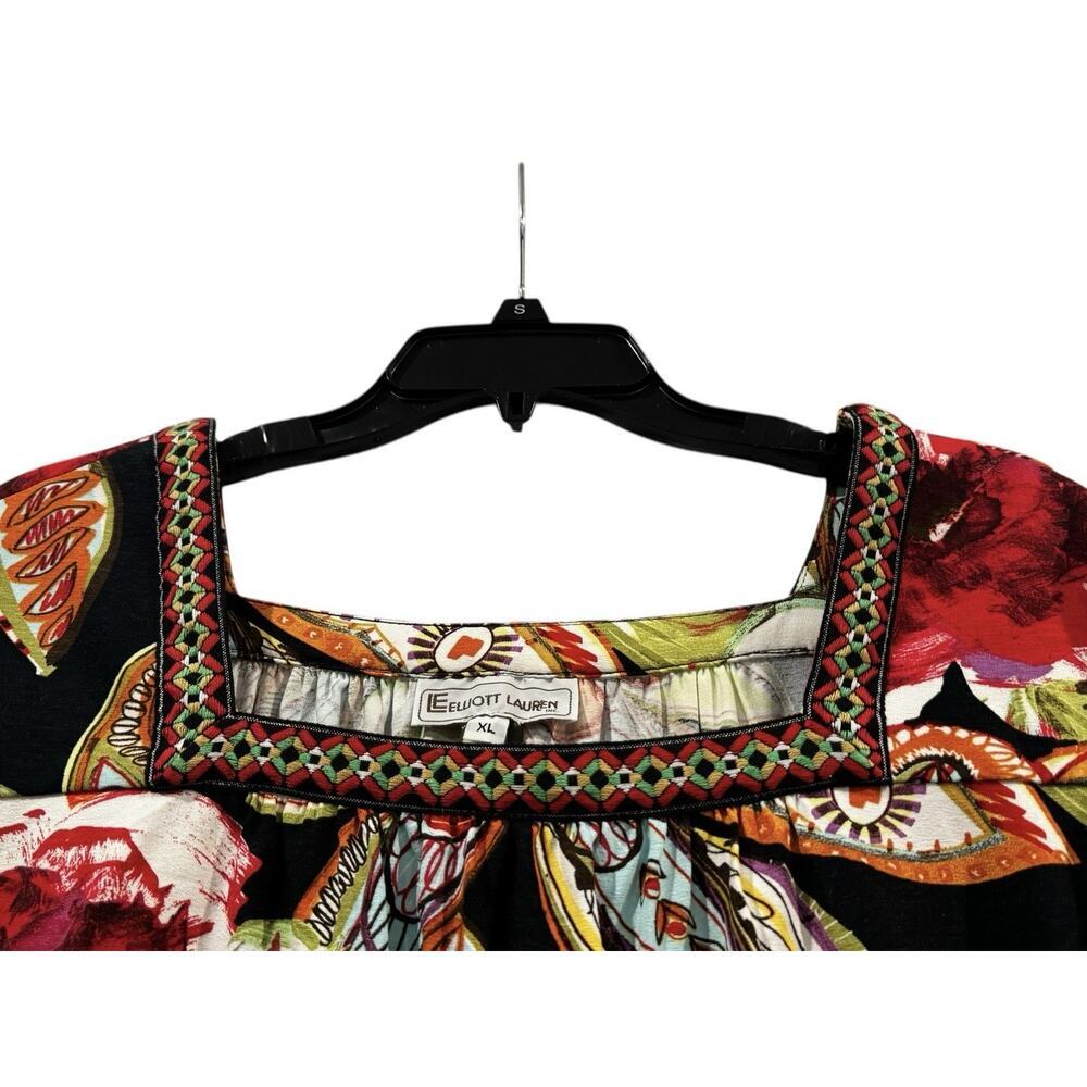 Elliot Lauren Floral Women’s Blouse Embroidered Square Neckline Puff Sleeves: XL - Picture 3 of 10